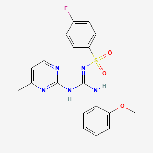 molecular formula C20H20FN5O3S B5766164 N-{[(4,6-dimethyl-2-pyrimidinyl)amino][(2-methoxyphenyl)amino]methylene}-4-fluorobenzenesulfonamide 
