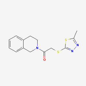 molecular formula C14H15N3OS2 B5766170 2-{[(5-methyl-1,3,4-thiadiazol-2-yl)thio]acetyl}-1,2,3,4-tetrahydroisoquinoline 