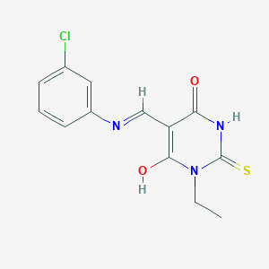 molecular formula C13H12ClN3O2S B5766470 5-{[(3-chlorophenyl)amino]methylene}-1-ethyl-2-thioxodihydro-4,6(1H,5H)-pyrimidinedione 