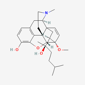 molecular formula C27H37NO4 B576653 (2S,6R,14R,15S,19R)-19-[(2R)-2-hydroxy-5-methylhexan-2-yl]-15-methoxy-5-methyl-13-oxa-5-azahexacyclo[13.2.2.12,8.01,6.02,14.012,20]icosa-8(20),9,11,16-tetraen-11-ol CAS No. 14186-98-2