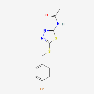 molecular formula C11H10BrN3OS2 B5766533 N-{5-[(4-bromobenzyl)thio]-1,3,4-thiadiazol-2-yl}acetamide 
