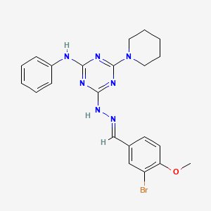 molecular formula C22H24BrN7O B5766551 3-bromo-4-methoxybenzaldehyde [4-anilino-6-(1-piperidinyl)-1,3,5-triazin-2-yl]hydrazone 