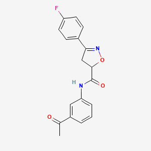 molecular formula C18H15FN2O3 B5766599 N-(3-acetylphenyl)-3-(4-fluorophenyl)-4,5-dihydro-5-isoxazolecarboxamide 
