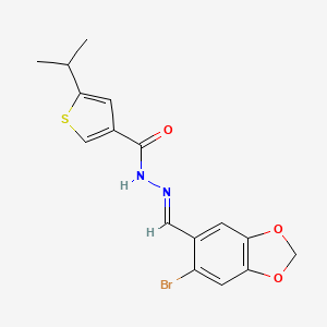 molecular formula C16H15BrN2O3S B5766671 N'-[(6-bromo-1,3-benzodioxol-5-yl)methylene]-5-isopropyl-3-thiophenecarbohydrazide 