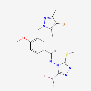molecular formula C18H19BrF2N6OS B5766817 N-{3-[(4-bromo-3,5-dimethyl-1H-pyrazol-1-yl)methyl]-4-methoxybenzylidene}-3-(difluoromethyl)-5-(methylthio)-4H-1,2,4-triazol-4-amine 