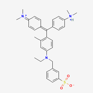 molecular formula C33H38N3O3S+ B576694 3-[[4-[(4-dimethylazaniumylidenecyclohexa-2,5-dien-1-ylidene)-[4-(dimethylazaniumyl)phenyl]methyl]-N-ethyl-3-methylanilino]methyl]benzenesulfonate CAS No. 13194-83-7