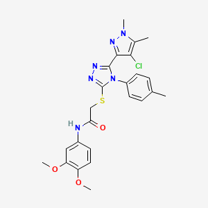 molecular formula C24H25ClN6O3S B5766950 2-{[5-(4-chloro-1,5-dimethyl-1H-pyrazol-3-yl)-4-(4-methylphenyl)-4H-1,2,4-triazol-3-yl]thio}-N-(3,4-dimethoxyphenyl)acetamide 