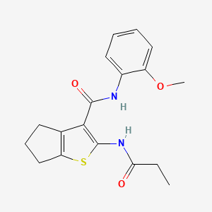 molecular formula C18H20N2O3S B5767081 N-(2-methoxyphenyl)-2-(propionylamino)-5,6-dihydro-4H-cyclopenta[b]thiophene-3-carboxamide 
