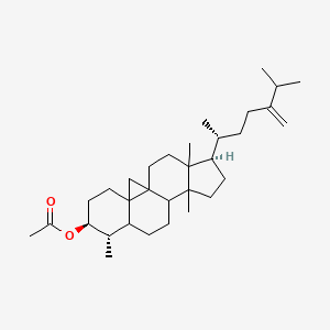 molecular formula C32H52O2 B576710 [(6S,7S,15R)-7,12,16-trimethyl-15-[(2R)-6-methyl-5-methylideneheptan-2-yl]-6-pentacyclo[9.7.0.01,3.03,8.012,16]octadecanyl] acetate CAS No. 10376-42-8