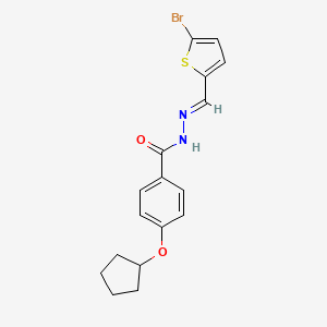 molecular formula C17H17BrN2O2S B5767295 N'-[(5-bromo-2-thienyl)methylene]-4-(cyclopentyloxy)benzohydrazide 