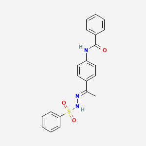 molecular formula C21H19N3O3S B5767632 N-{4-[N-(phenylsulfonyl)ethanehydrazonoyl]phenyl}benzamide 