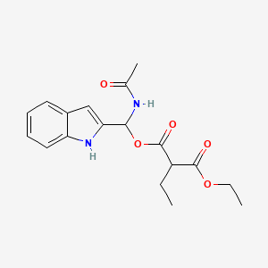 molecular formula C18H22N2O5 B576766 1-(Acetamido(1H-indol-2-yl)methyl) 3-ethyl 2-ethylmalonate CAS No. 13373-31-4