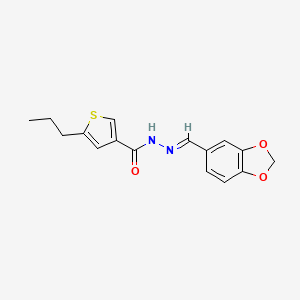 molecular formula C16H16N2O3S B5767798 N'-(1,3-benzodioxol-5-ylmethylene)-5-propyl-3-thiophenecarbohydrazide 