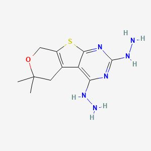 2,4-dihydrazino-6,6-dimethyl-5,8-dihydro-6H-pyrano[4',3':4,5]thieno[2,3-d]pyrimidine