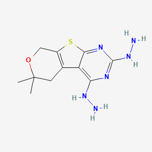 (3-hydrazinyl-12,12-dimethyl-11-oxa-8-thia-4,6-diazatricyclo[7.4.0.02,7]trideca-1(9),2,4,6-tetraen-5-yl)hydrazine