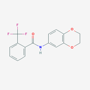 molecular formula C16H12F3NO3 B5767928 N-(2,3-dihydro-1,4-benzodioxin-6-yl)-2-(trifluoromethyl)benzamide 
