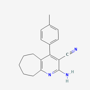 molecular formula C18H19N3 B5767959 2-amino-4-(4-methylphenyl)-6,7,8,9-tetrahydro-5H-cyclohepta[b]pyridine-3-carbonitrile 