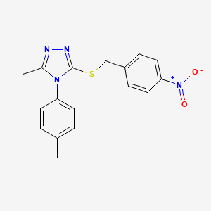molecular formula C17H16N4O2S B5767964 3-methyl-4-(4-methylphenyl)-5-[(4-nitrobenzyl)thio]-4H-1,2,4-triazole 