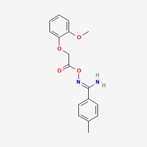 molecular formula C17H18N2O4 B5767993 N'-{[(2-methoxyphenoxy)acetyl]oxy}-4-methylbenzenecarboximidamide 