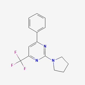 molecular formula C15H14F3N3 B5768023 4-phenyl-2-(1-pyrrolidinyl)-6-(trifluoromethyl)pyrimidine 