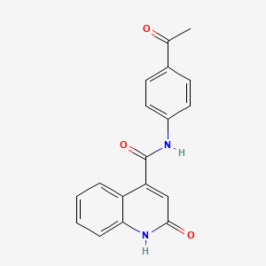 molecular formula C18H14N2O3 B5768041 N-(4-acetylphenyl)-2-oxo-1,2-dihydro-4-quinolinecarboxamide 