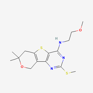 N-(2-methoxyethyl)-7,7-dimethyl-2-(methylthio)-6,9-dihydro-7H-pyrano[3',4':4,5]thieno[3,2-d]pyrimidin-4-amine