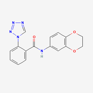 molecular formula C16H13N5O3 B5768130 N-(2,3-dihydro-1,4-benzodioxin-6-yl)-2-(1H-tetrazol-1-yl)benzamide 
