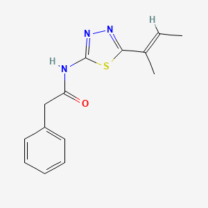 molecular formula C14H15N3OS B5768137 N-[5-(1-methyl-1-propen-1-yl)-1,3,4-thiadiazol-2-yl]-2-phenylacetamide 