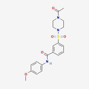 molecular formula C20H23N3O5S B5768371 3-[(4-acetyl-1-piperazinyl)sulfonyl]-N-(4-methoxyphenyl)benzamide 