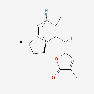 molecular formula C20H26O2 B576838 (5Z)-3-methyl-5-[[(1R,4S,7R)-4,8,8-trimethyl-9-tricyclo[5.2.2.01,5]undec-5-enyl]methylidene]furan-2-one CAS No. 14729-24-9