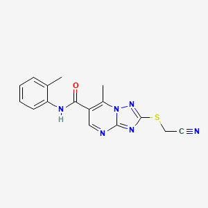molecular formula C16H14N6OS B5768481 2-[(cyanomethyl)thio]-7-methyl-N-(2-methylphenyl)[1,2,4]triazolo[1,5-a]pyrimidine-6-carboxamide 