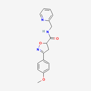 molecular formula C17H17N3O3 B5768601 3-(4-methoxyphenyl)-N-(2-pyridinylmethyl)-4,5-dihydro-5-isoxazolecarboxamide 