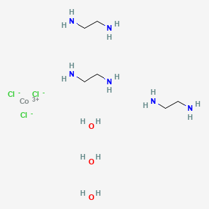 molecular formula C6H30Cl3CoN6O3 B576870 钴(3+);乙烷-1,2-二胺;三氯化物;三水合物 CAS No. 14883-80-8