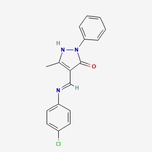 molecular formula C17H14ClN3O B5768753 4-{[(4-chlorophenyl)amino]methylene}-5-methyl-2-phenyl-2,4-dihydro-3H-pyrazol-3-one 