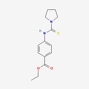 molecular formula C14H18N2O2S B5768761 ethyl 4-[(1-pyrrolidinylcarbonothioyl)amino]benzoate 