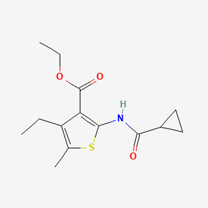 molecular formula C14H19NO3S B5768866 ethyl 2-[(cyclopropylcarbonyl)amino]-4-ethyl-5-methyl-3-thiophenecarboxylate 