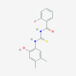 2-fluoro-N-{[(2-hydroxy-4,5-dimethylphenyl)amino]carbonothioyl}benzamide