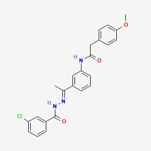 N-{3-[N-(3-chlorobenzoyl)ethanehydrazonoyl]phenyl}-2-(4-methoxyphenyl)acetamide