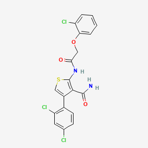 molecular formula C19H13Cl3N2O3S B5769218 2-{[(2-chlorophenoxy)acetyl]amino}-4-(2,4-dichlorophenyl)-3-thiophenecarboxamide 