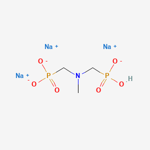 molecular formula C3H8NNa3O6P2 B576931 Trisodium hydrogen ((methylimino)dimethylene)diphosphonate CAS No. 13868-70-7