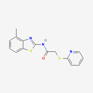 molecular formula C15H13N3OS2 B5769343 N-(4-methyl-1,3-benzothiazol-2-yl)-2-(2-pyridinylthio)acetamide 