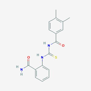 molecular formula C17H17N3O2S B5769356 N-({[2-(aminocarbonyl)phenyl]amino}carbonothioyl)-3,4-dimethylbenzamide 
