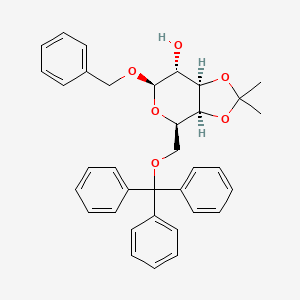 molecular formula C35H36O6 B576945 Benzyl 3-O,4-O-isopropylidene-6-O-trityl-beta-D-galactopyranoside CAS No. 15038-68-3