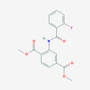 molecular formula C17H14FNO5 B5769460 dimethyl 2-[(2-fluorobenzoyl)amino]terephthalate 