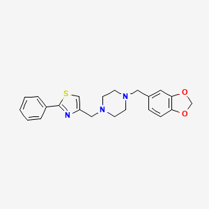 molecular formula C22H23N3O2S B5769496 1-(1,3-benzodioxol-5-ylmethyl)-4-[(2-phenyl-1,3-thiazol-4-yl)methyl]piperazine 