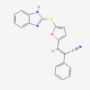 molecular formula C20H13N3OS B5769614 3-[5-(1H-benzimidazol-2-ylthio)-2-furyl]-2-phenylacrylonitrile 