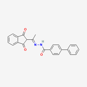N'-[1-(1,3-dioxo-2,3-dihydro-1H-inden-2-yl)ethylidene]-4-biphenylcarbohydrazide