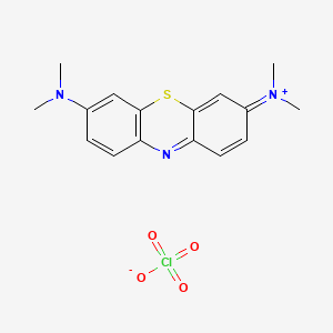 molecular formula C16H18ClN3O4S B576980 3,7-Bis(dimethylamino)phenothiazin-5-ium perchlorate CAS No. 13018-79-6