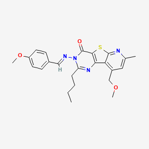 2-butyl-3-[(4-methoxybenzylidene)amino]-9-(methoxymethyl)-7-methylpyrido[3',2':4,5]thieno[3,2-d]pyrimidin-4(3H)-one