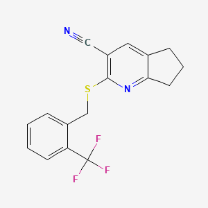 molecular formula C17H13F3N2S B5769900 2-{[2-(trifluoromethyl)benzyl]thio}-6,7-dihydro-5H-cyclopenta[b]pyridine-3-carbonitrile 